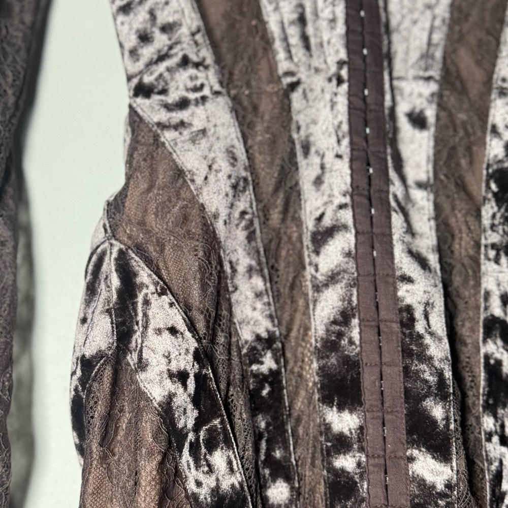 House of CB Taupe Velvet & Lace Long Sleeve Corset Dress - Picture 2 of 7